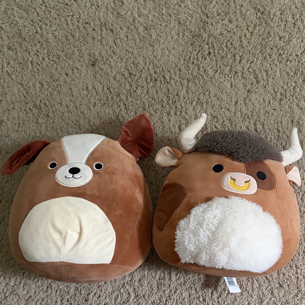 Cute Brown and White Plush Squishmallows Duo
